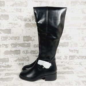 NEW DV by Dolce Vita Elyse Buckle Block Heel Black Boot Over-The-Knee i625